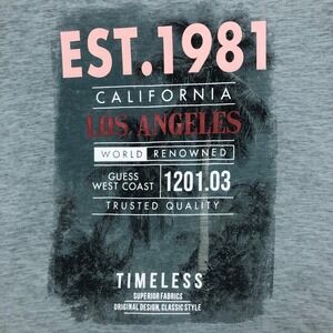 Guess Mens T Shirt XL‎ Extra Large Gray California Los Angeles Graphic Tee